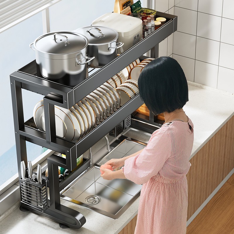 Wanxiong キッチンシンク収納ラック食器洗いシンク食器収納ラックシンク多機能ボウルラック排水ラック|undefined