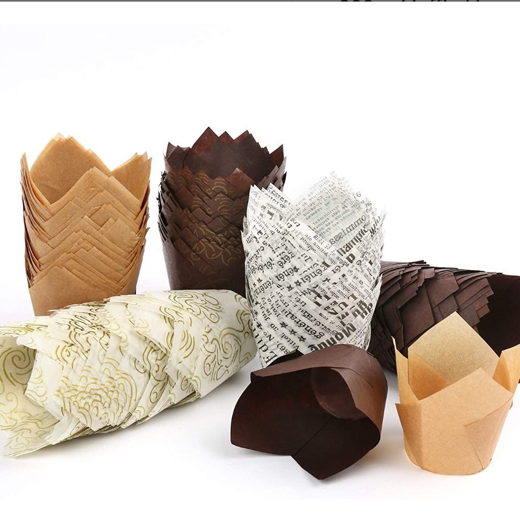 烘焙包装食品级郁金香杯cupcake蛋糕托防油纸杯批发麦芬纸托白本