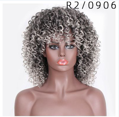 África comercio exterior explosivo cabeza pequeña pelucca damas corta cabeza negra pequeña pelucca Curly Afro Wig
