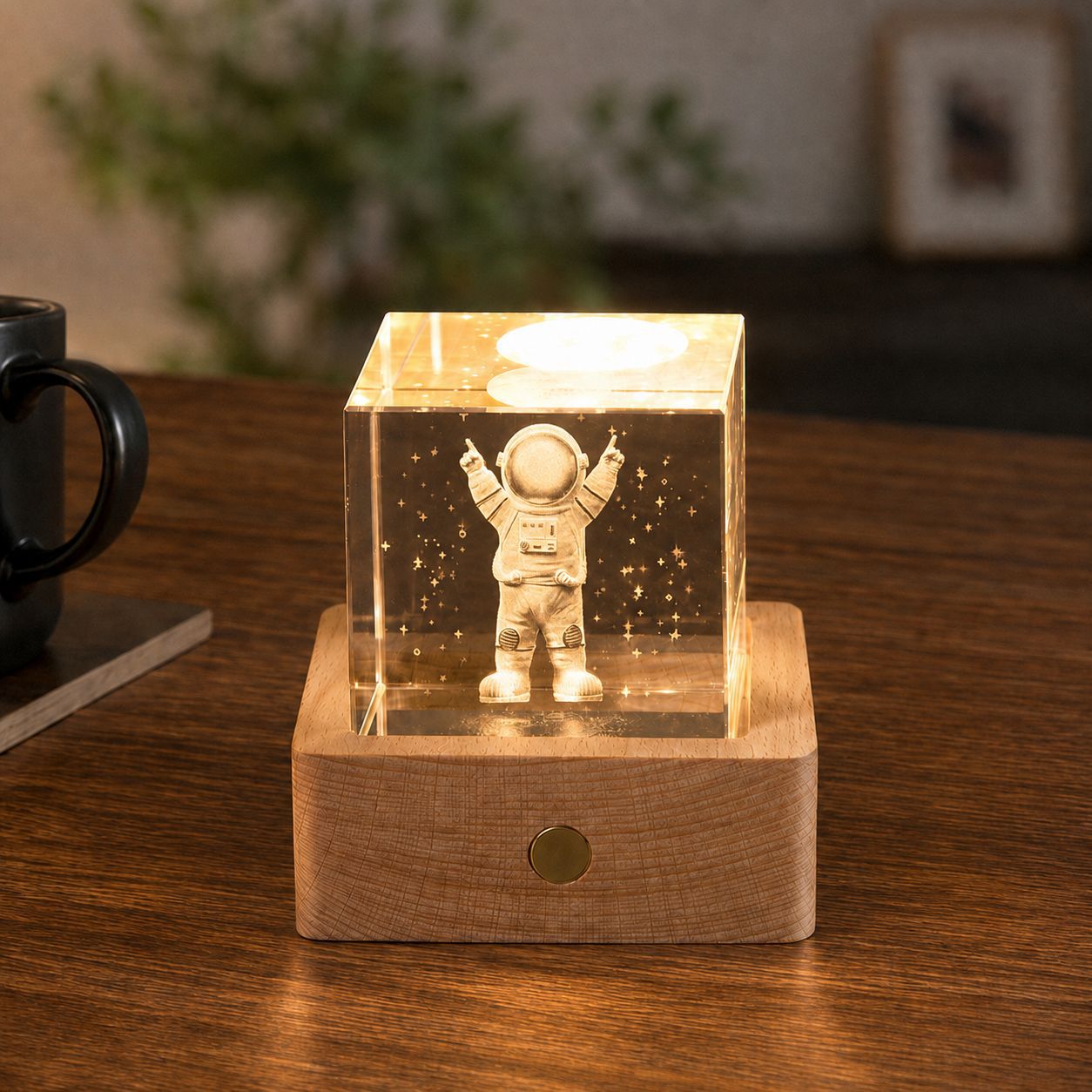 Lámpara de Noche de Cristal con Forma de Nube, Cubo Pequeño de Cristal, Adorno Creativo para Escritorio, Lámpara de Noche, Árbol de Cristal, Regalo para Niña, Transfronterizo
