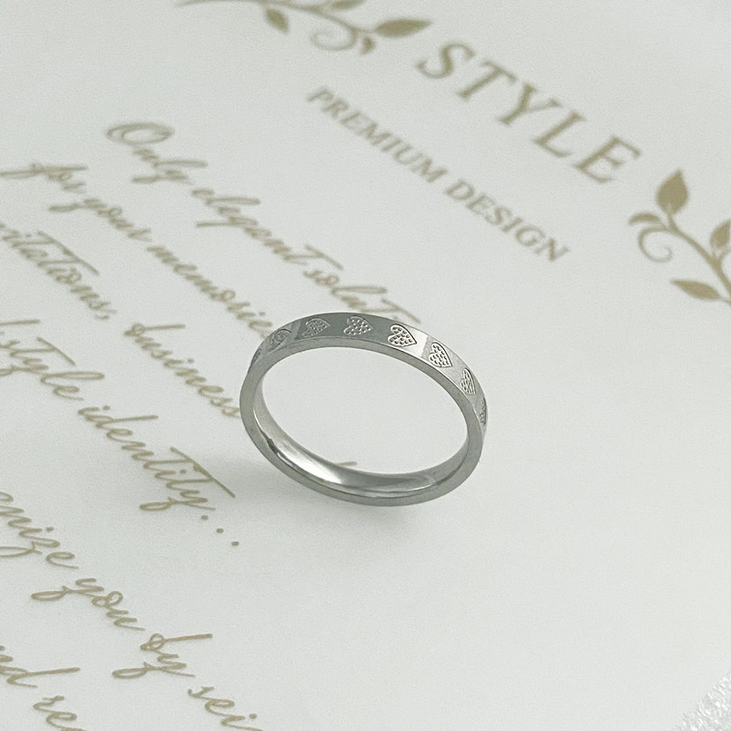 Fashion Heart Shape Titanium Steel Plating Rings 1 Piece