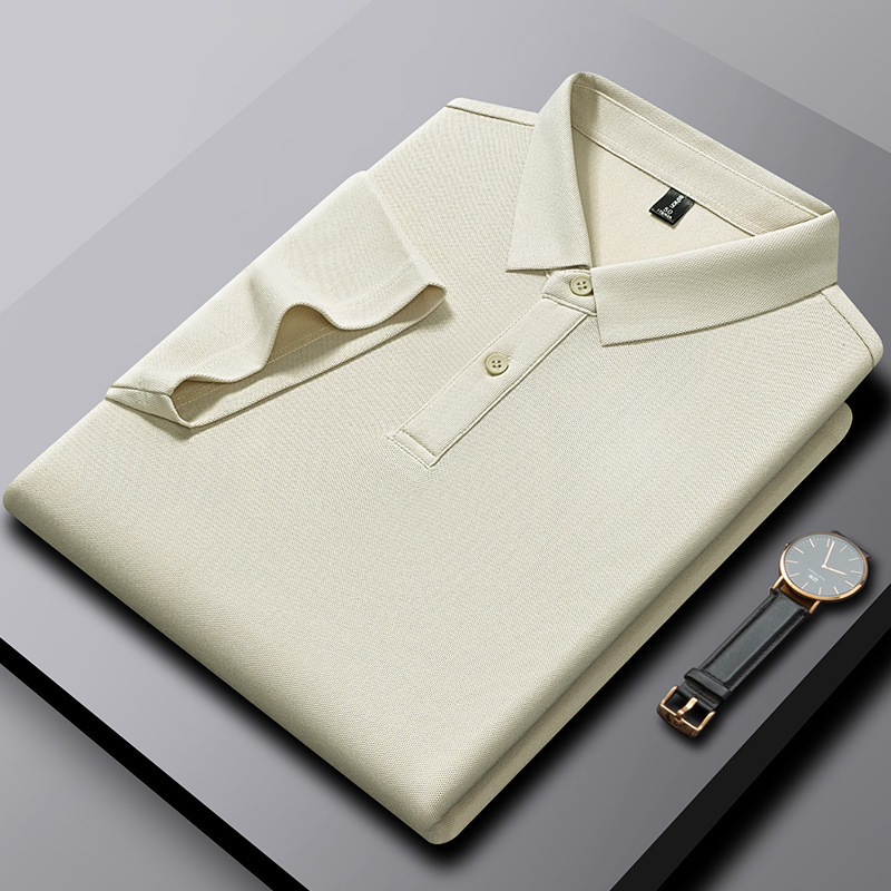 7A Antibacterial Anti-ultraviolet Men's Summer Snowflake Hexagon Beads Traceless Technology Moisture Absorption and Perspiration Solid Color Short-sleeved POLO Shirt