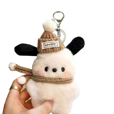 Scarf, Small Handkerchief, Car Seat Seat belt shoulder pad - puppy-brown-hat-circumference-keychain
