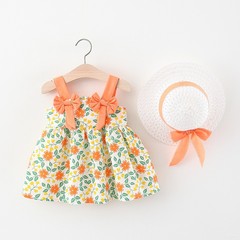 1407 children's skirt wholesale baby summer new product double bow dress princess skirt consignment sale and hat