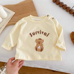 寶寶打底衫春秋裝季新款兒童小熊長袖上衣可愛圓領T恤小童衣服潮