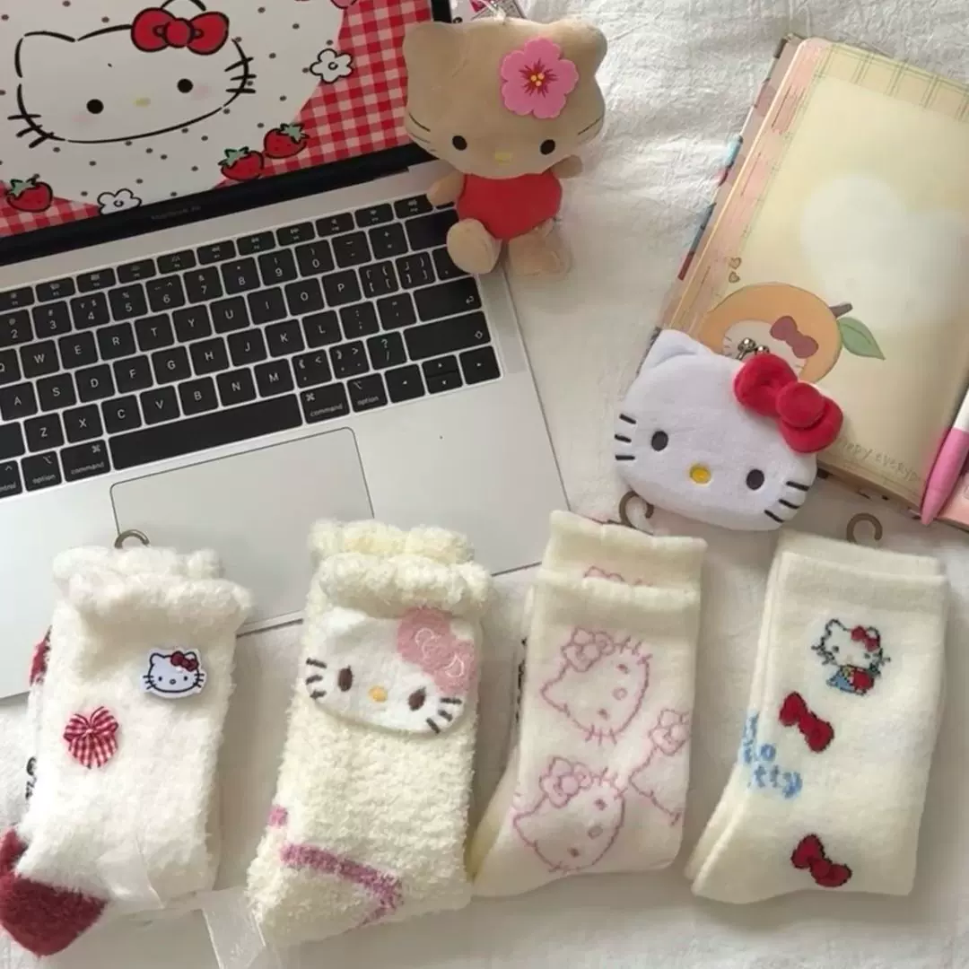 秋冬款可爱厚袜子秋冬保暖卡通网红猫毛绒家居地板袜诸暨保暖袜子