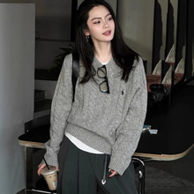 【绵羊绒】针织衫女套头韩系羊毛女衫新款宽松气质慵懒风上衣毛衣
