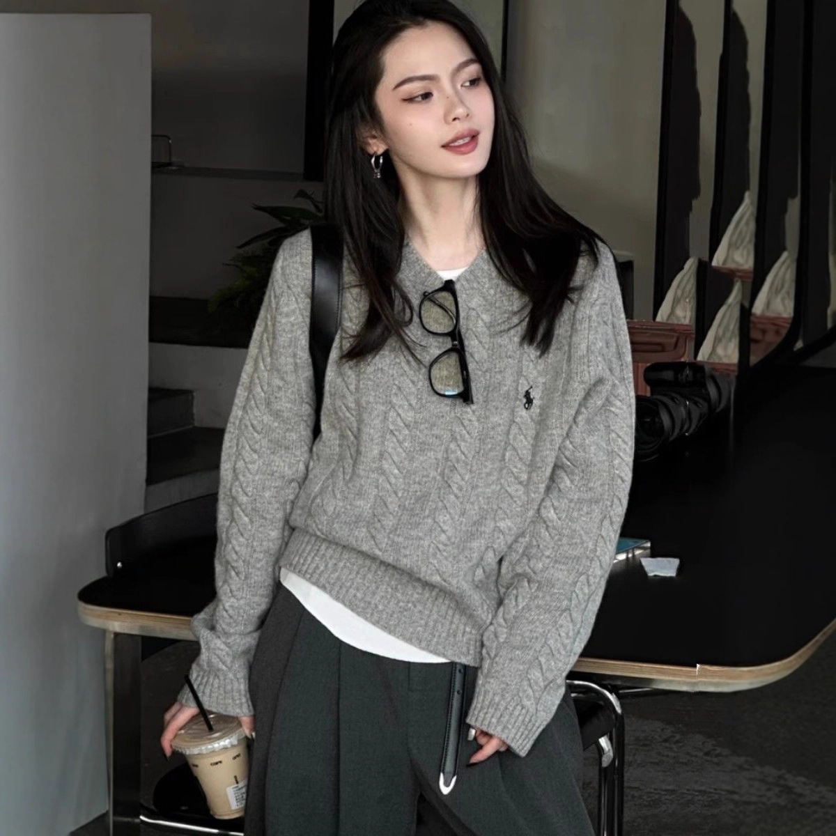 【绵羊绒】针织衫女套头韩系羊毛女衫新款宽松气质慵懒风上衣毛衣