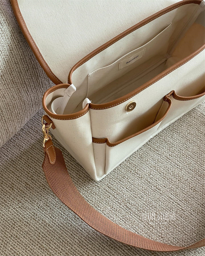 Damentasche, Mamatasche, Ausgehen, mehrere Fächer, große Kapazität, Umhängetasche aus leichtem Canvas für Mutter und Baby, tragbare Mamatasche_voghion.com