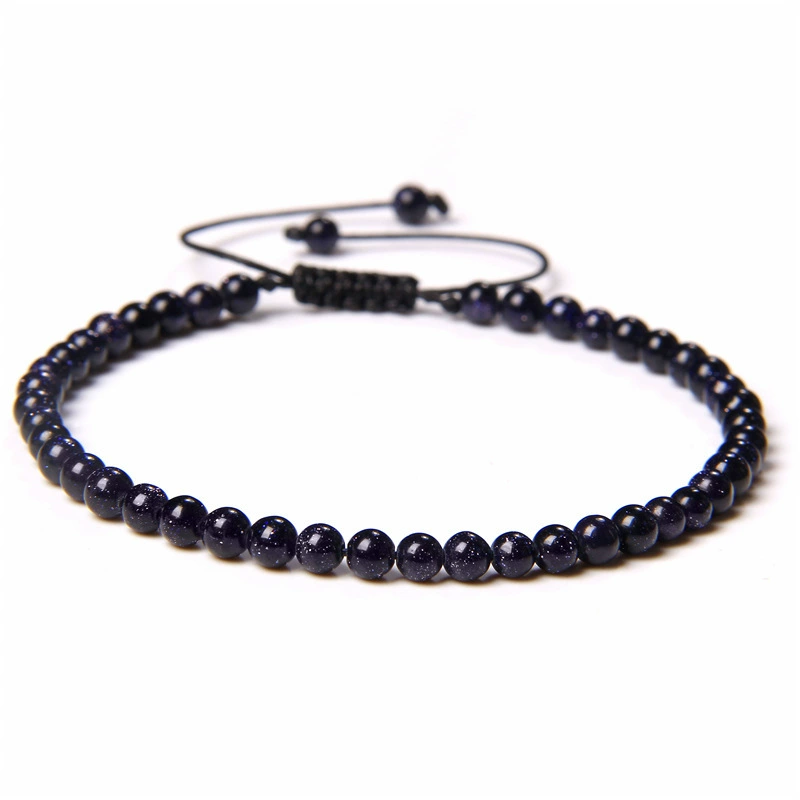 Органический текстильный регулируемый натуральный минерал, бисер bracelet для йоги ручной работы, украшение, аксессуар, (跨境贸易), 4 мм, с камнем