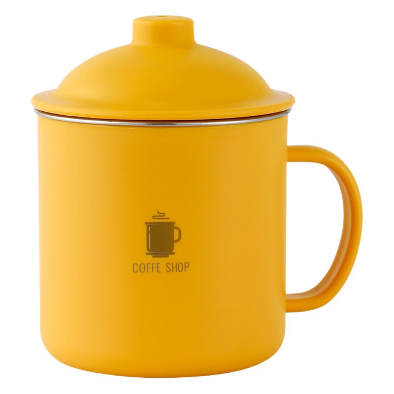 Кружка из нержавеющей стали 304 с крышкой, стильная чашка для воды, студенческая кружка, оптовая продажа для дома и офиса, чайная кружка для сотрудников