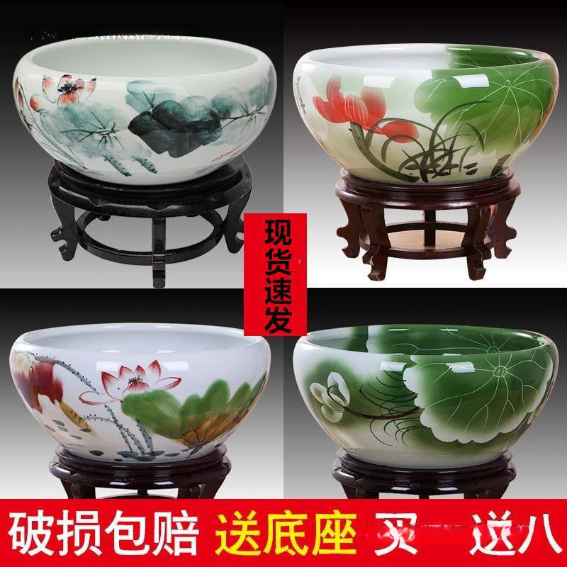 。睡莲盆缸落地式养鱼庭院盆养缸盆花盆水草缸鱼盆乌龟。大垒德株