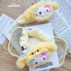 秋冬可爱毛绒猫咪公仔大号卡通掰掰夹学生刘海夹马尾大肠发圈儿童