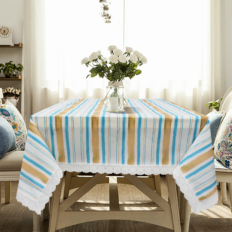 Factory Direct Sales Eva Tablecloth Square Tablecloth Oil-Proof Stripesd Tablecloth Tablecloth Coffee Table Cloth