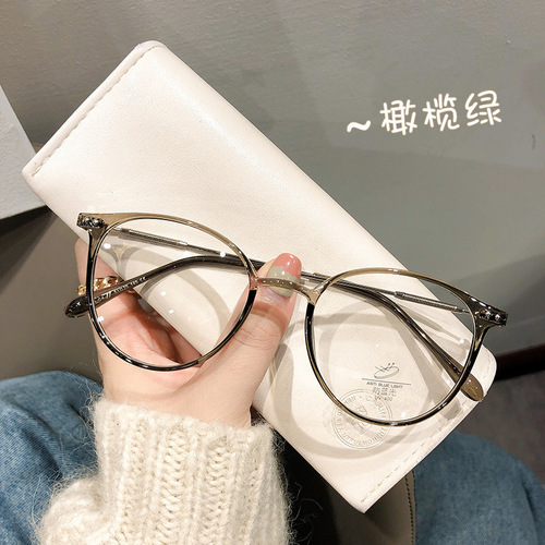 Cold brown myopia glasses frame for women, ultra-light TR90 anti-blue light frame, plain Danyang glasses frame wholesale 9531