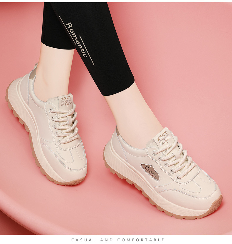 Chaussures blanches en cuir véritable, ballerines pour femme printemps-automne, chaussures de plage tendance, semelle souple en mesh, chaussures de sport et de loisirs légères_voghion.com