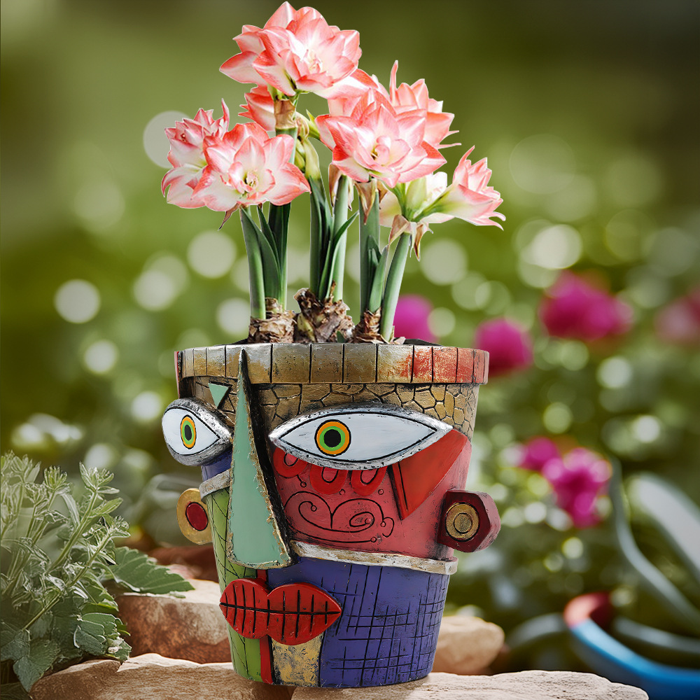   New Creative Picasso Style Abstract Face Flower Pot Garden Home Desktop Decoration Ornaments