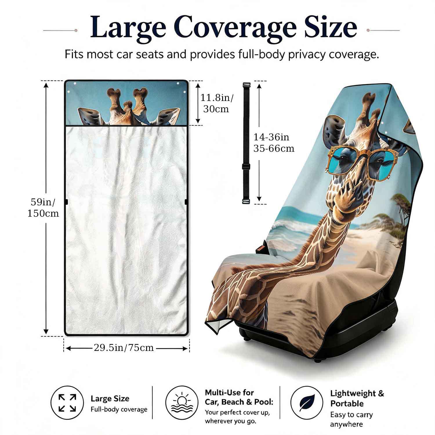 2-piece dual-use car seat cover, ultra-fine fiber, can be used as a beach towel, printed car protective seat cover 13