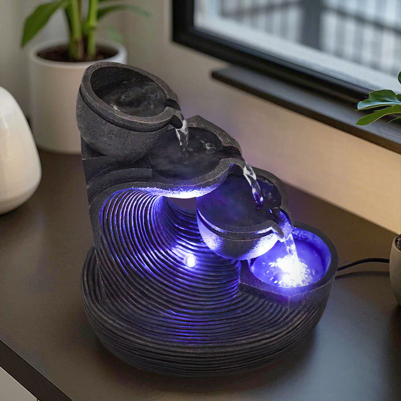 Zen resin tank desktop running water ornaments circulating water with lamp office desktop running water wealth making ornaments