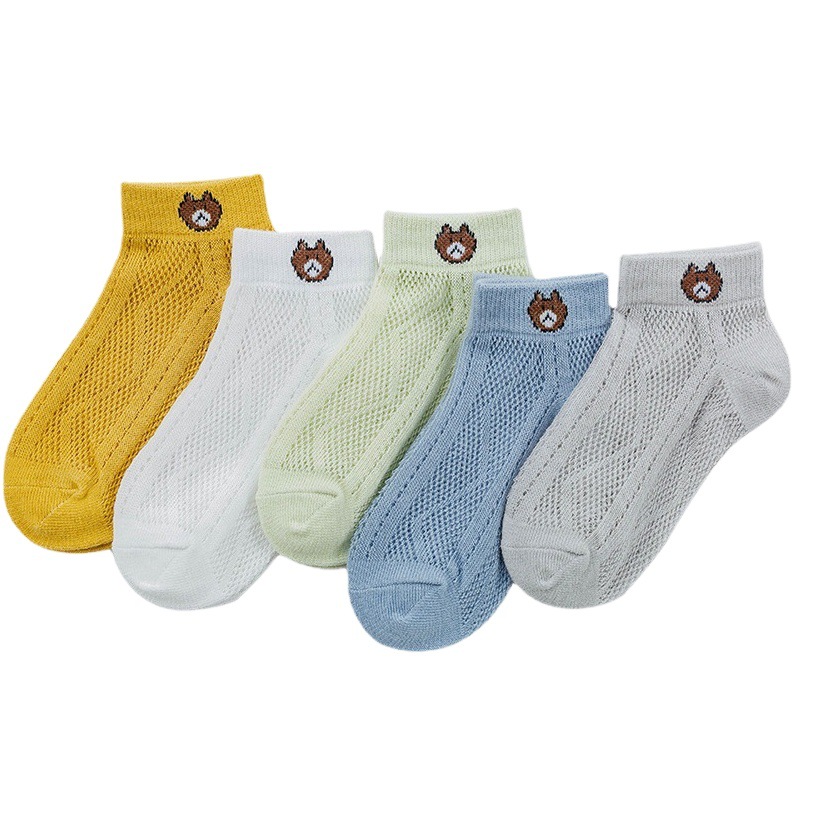 Calcetines para niños primavera y verano delgada malla completa pura transpirable niños y niñas bebé clase un verano algodón oso calcetines al por mayor