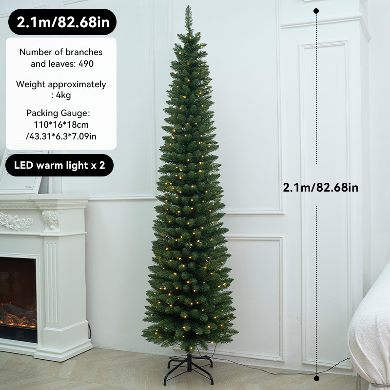 árbol de navidad criptografado árbol de navidad grande verde agudo delgado árbol de lápiz delgado árbol de simulación de árbol de navidad