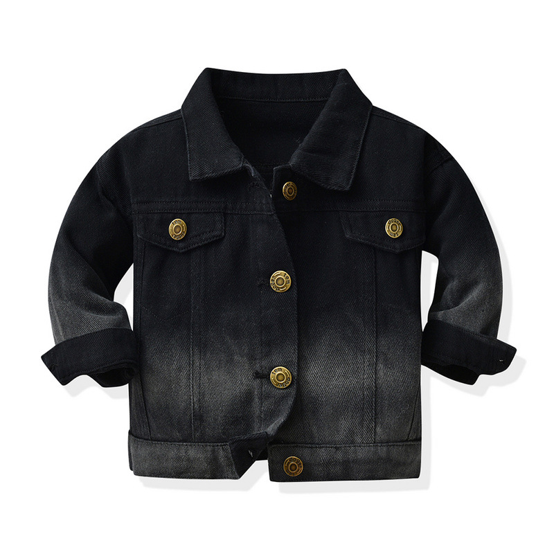 Chaqueta de mezclilla de color degradado para niños, moda de otoño transfronteriza, solapa de manga larga neutral, tops de todo fósforo al aire libre, moda europea y americana