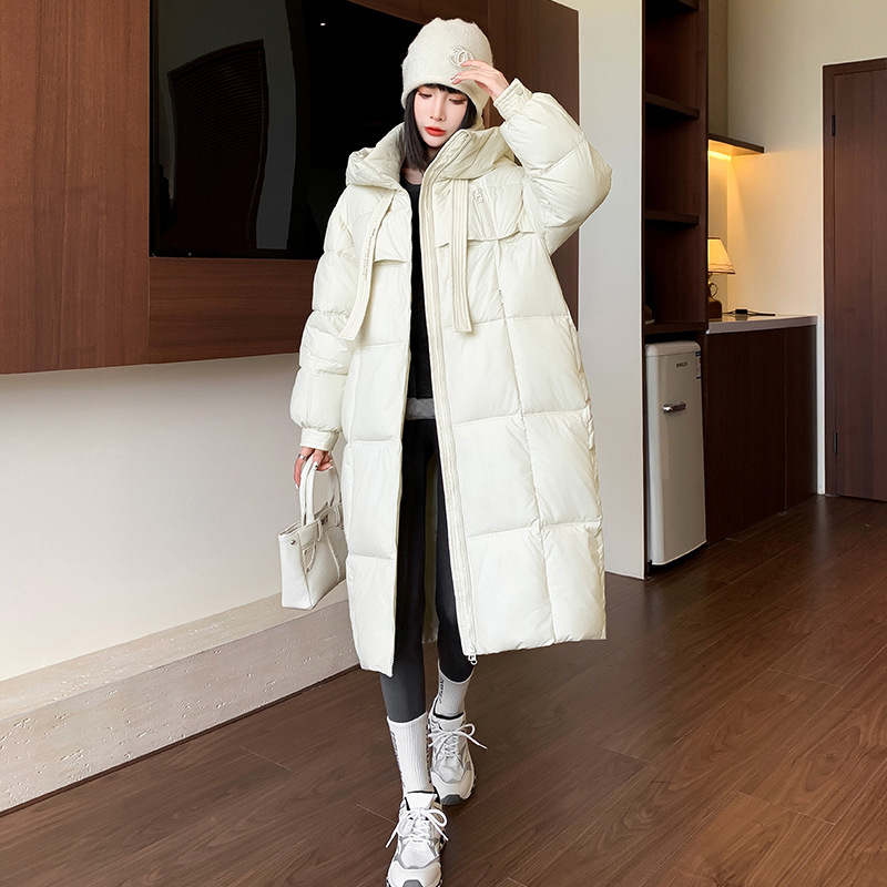 Women's Winter Hooded Puffer Coat Mid-Length Oversized Quilted