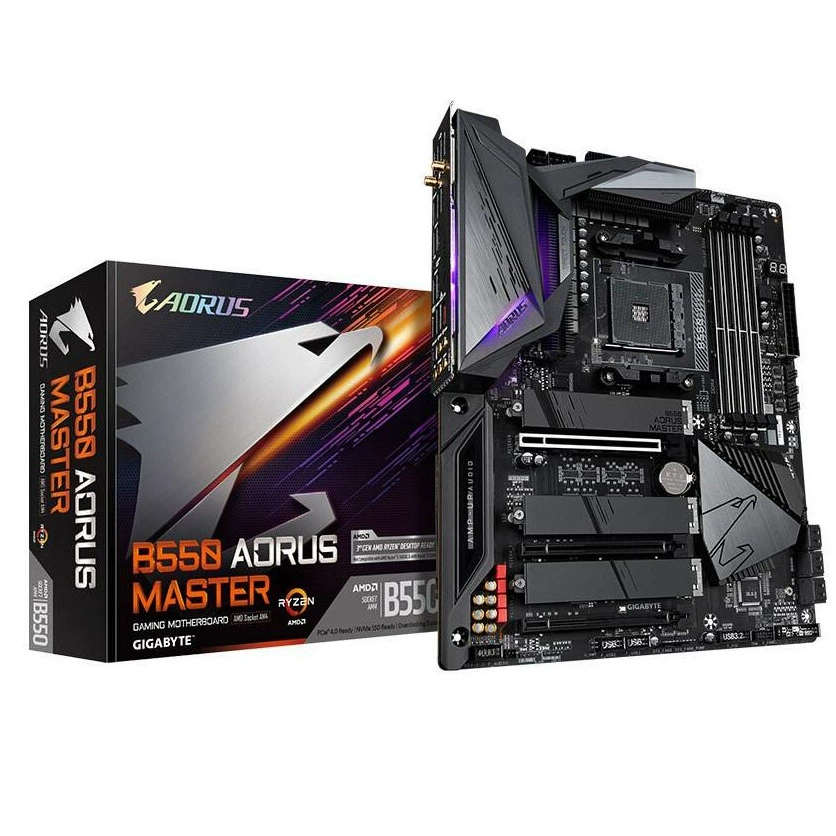 Материнская плата для ПК Gigabyte GIGABYTE B550 AORUS MASTER DDR4 AM4, совместимая с процессорами