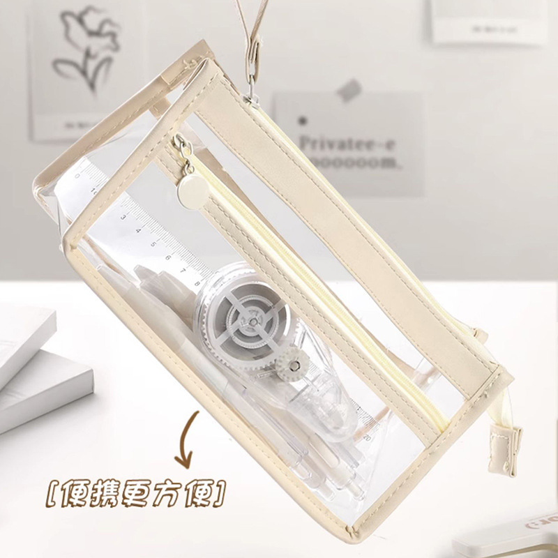 College Entrance Examination Pencil Case for Junior High School Students, Simple Girl, Middle School Student Boy, High-Looking Transparent Pencil Case, Large Capacity