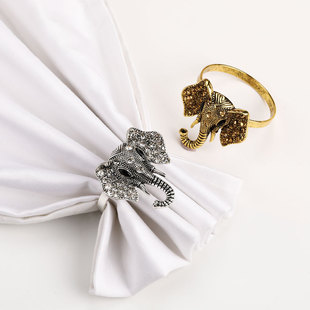Amazon Retro Diamond-Encrusted Elephant Paper Towel Ring, Napkin Ring, Western Restaurant Napkin Ring, Napkin Buckle, Napkin Ring, Cloth Ring