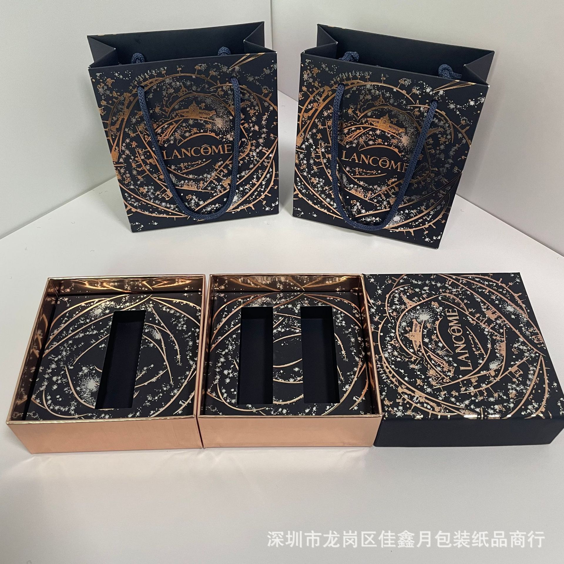 爆款兰家口红盒箐莼口红盒子1/2支装卡糟礼盒橘金哑光手提袋批发L