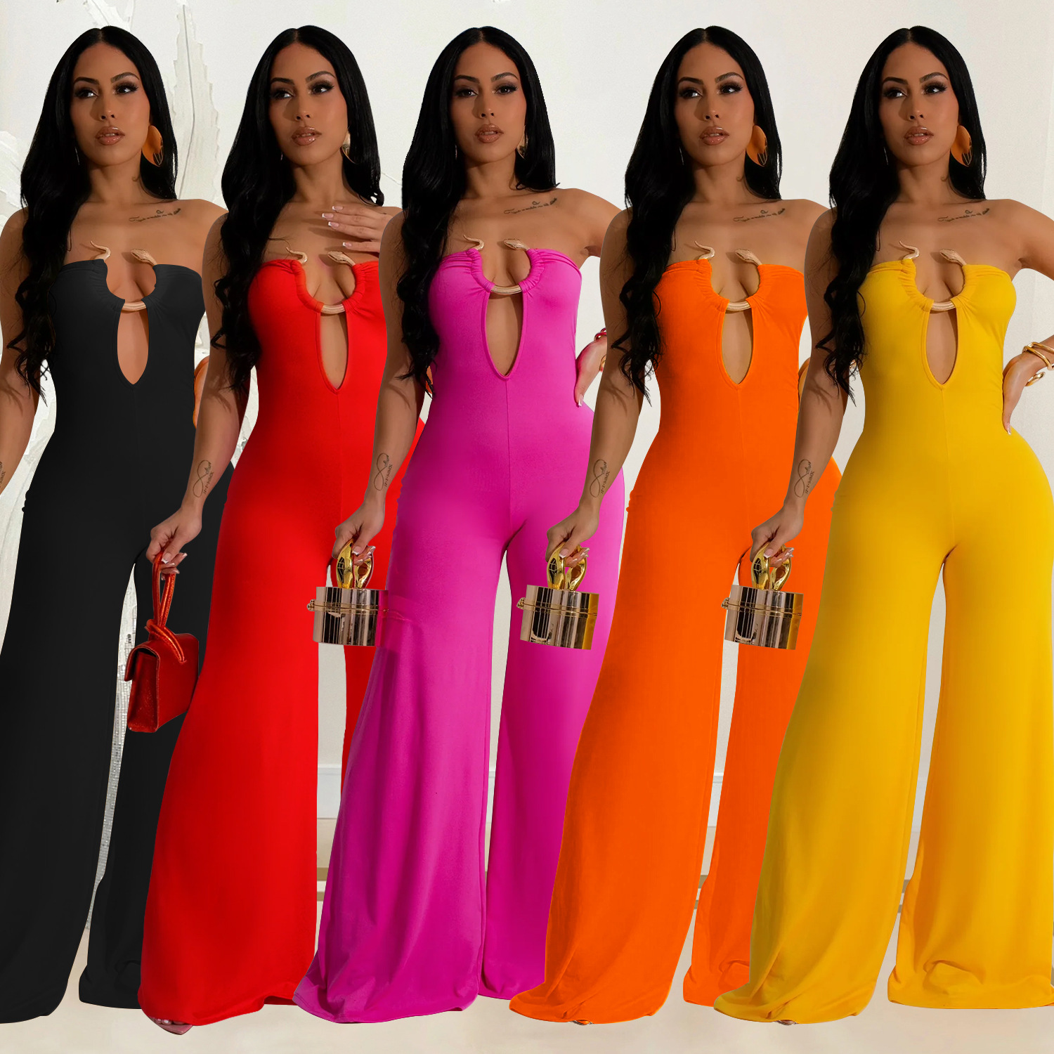 C6941 Aliexpress transfronterizo Amazon estación independiente de moda europea y americana ropa de mujer pantalones de moda de color sólido image 1