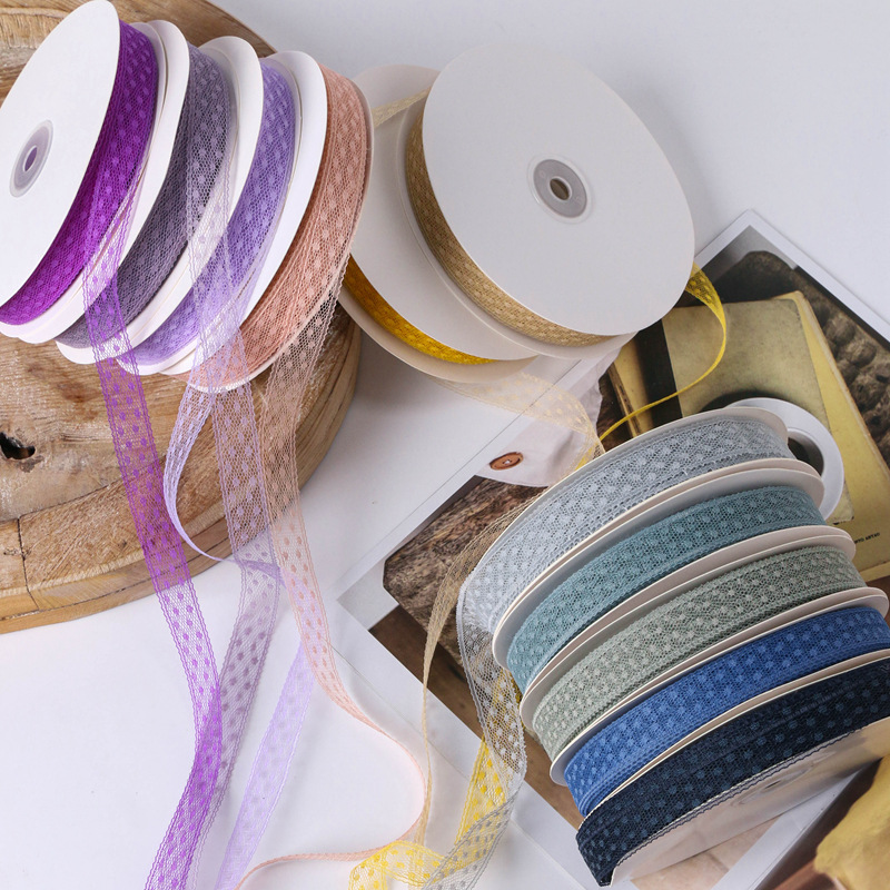 Colorful polka dot lace lace ribbon DIY handmade flowers gift packaging clothing hats shoes flowers accessories