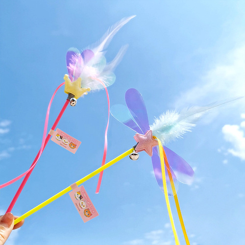 Fairy Cat Funny Stick Toy Bite-resistant Feather Bell Solid Long Rod Cat Fighting Stick Self-Happiness Kitten Pet Supplies