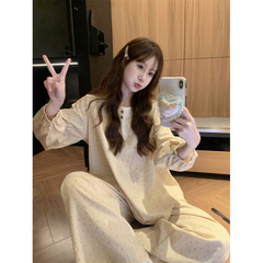 2025秋季韩系甜美小碎花简约舒适棉家居服睡衣套装