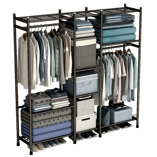 Simple wardrobe hanger dormitory rental fabric clothes rack home iron rack bedroom storage modern simple