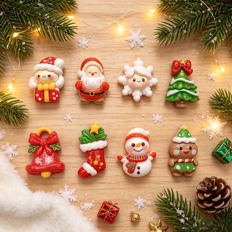 Cartoon Christmas Series Resin Small Accessories Santa Claus Bell DIY Phone Case Hairpin Hair Rope Jewelry Accessories Cartoon Christmas Series Resin Small Accessories Santa Claus Bell DIY Phone Case Hairpin Hair Rope Jewelry Accessories
