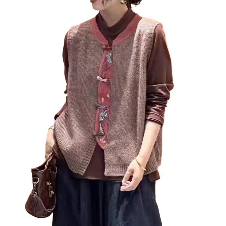 新品时尚休闲气质撞色背心女外穿宽松无袖针织马甲|undefined