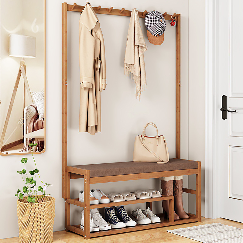 Shoe Rack Coat Rack Home Integrated Bedroom Floor-Standing Multi-Layer Storage Shoe Rack Can Be Used to Change the Entrance Shoe Rack