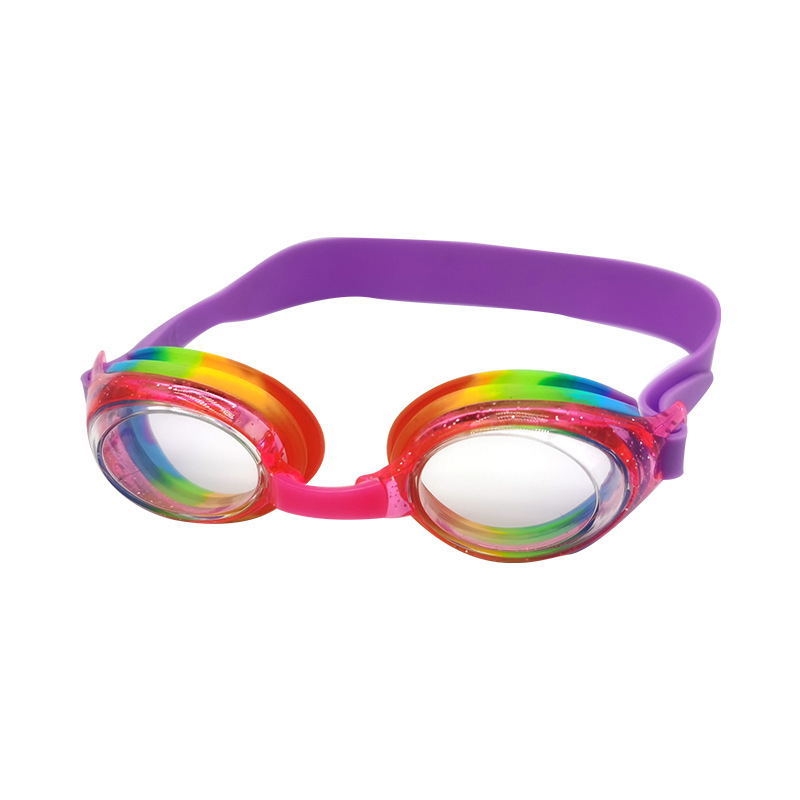 杰锐新款儿童彩色连体游泳眼镜青少年高清防雾游泳眼镜水下护目镜