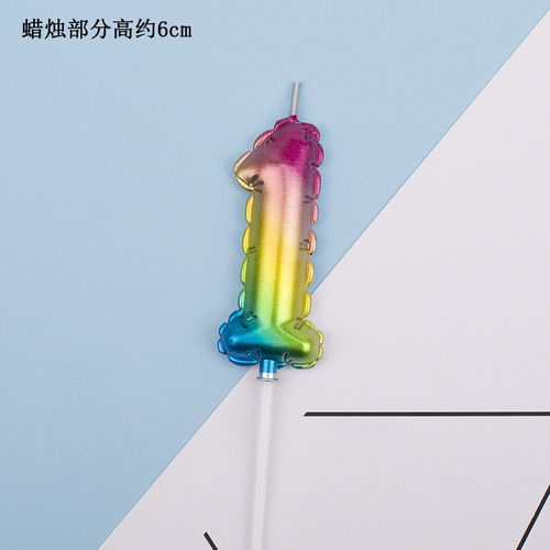 Korean version ins birthday party decoration copyright rainbow balloon digital candle cake baking candle wholesale