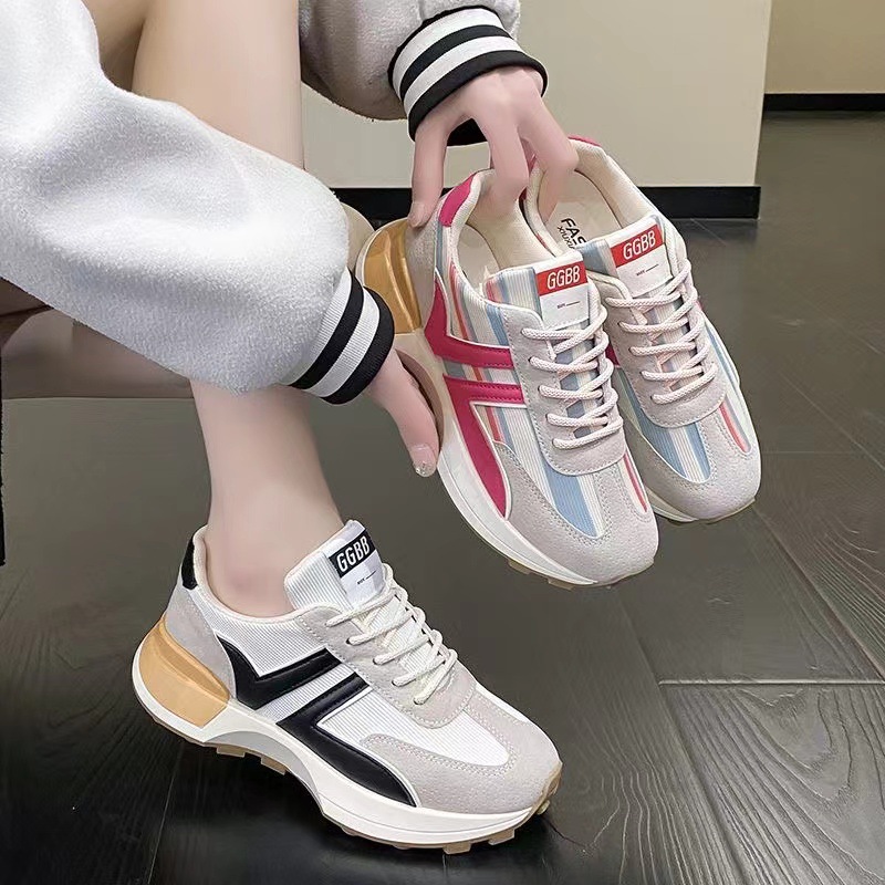 Nuevos zapatos de comercio exterior primavera grasa zapatos casuales de papá simple zapatos deportivos transpirables pequeños zapatos blancos al por mayor