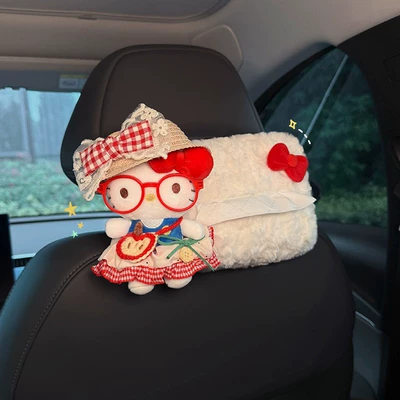 Car Tissue Box, 2026 New Model, Hanging Type for Car Rear Headrest, High-End Style, Popular among Influencers (Car tissue box/set) - vacation-kt-plush-tissue-box