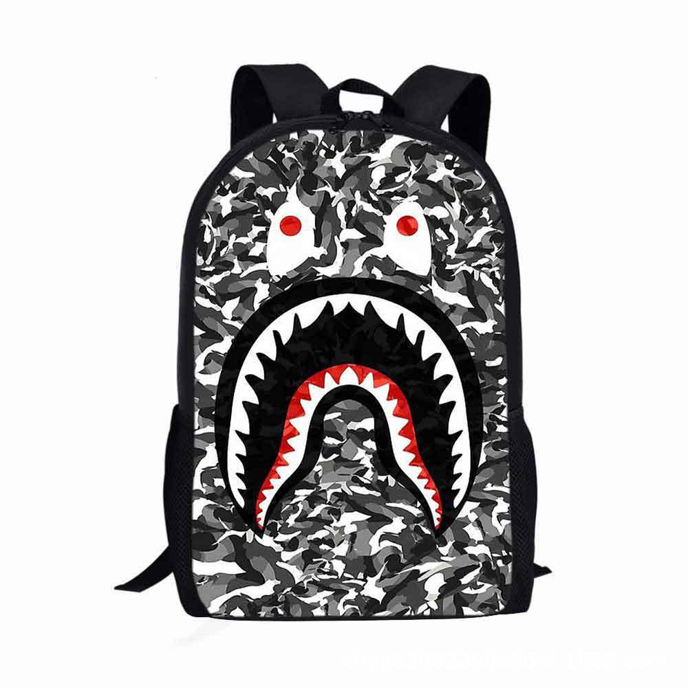 Estudiante de la escuela primaria mochila camuflaje tiburón logotipo imprimible de gran capacidad Mochila para niños mochila de dibujos animados transfronteriza entrega