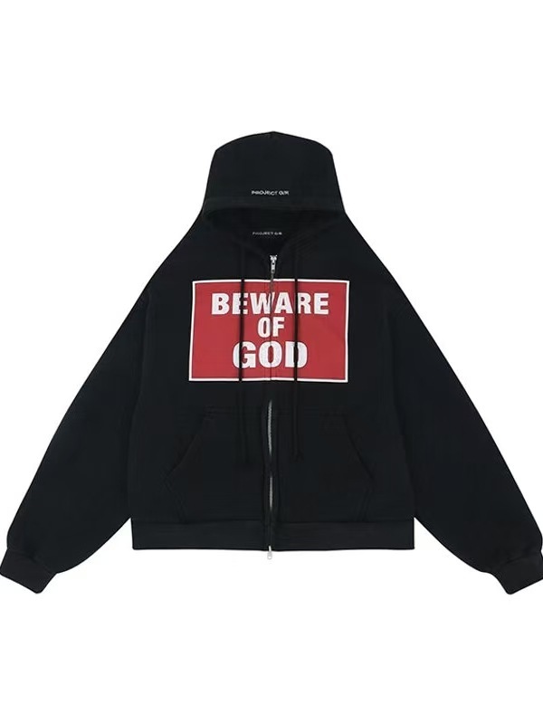 Jimo GRAILZ G/R 25SS レタースローガンプリント ウォッシュ加工 ダメージ加工 ジッパーパーカー ジャケット|undefined
