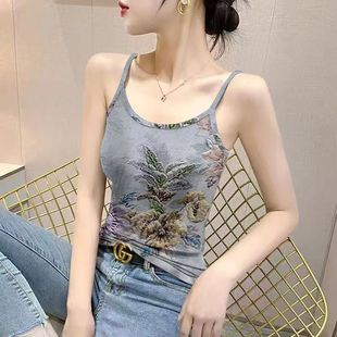 Summer New Style Mom's Printed Fashionable Small Camisole Bottoming Shirt with Slimming Outer Sleeveless Top for Women