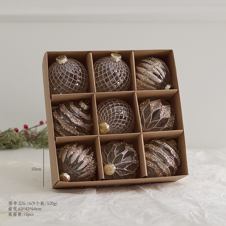 Nuevo árbol de Navidad transfronterizo adornos colgantes ins transparente champán pintado bolas de Navidad bolas de colores bolas de formas especiales