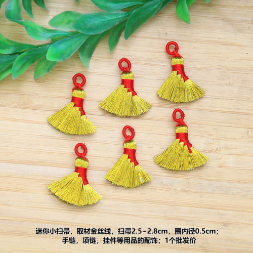 Hand-woven mini broom gold thread broom pendant keychain pendant bracelet semi-finished accessories wholesale