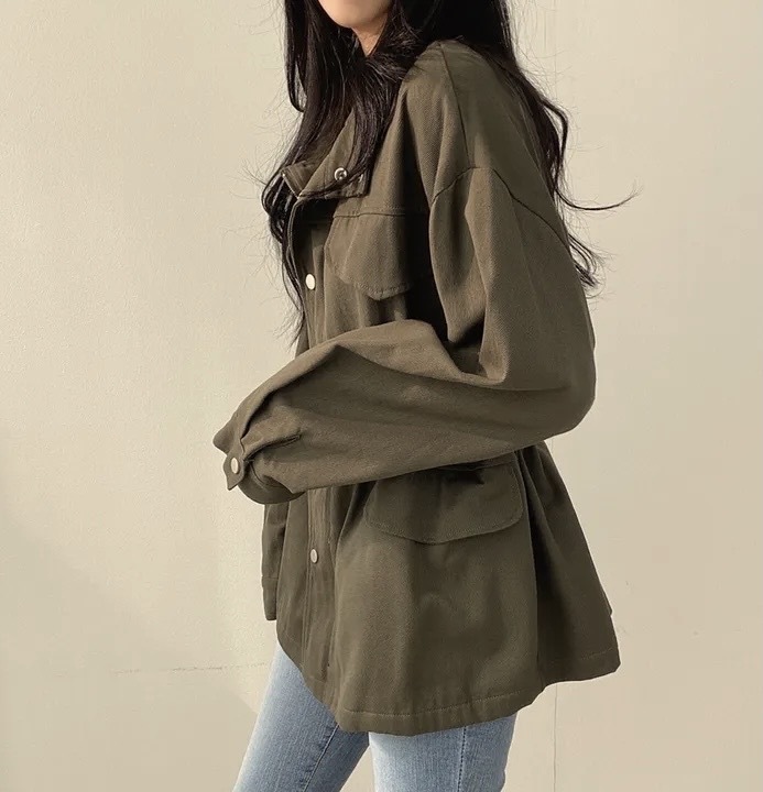 Abrigo mujer retro otoño cortavientos entallado con cordón_voghion.com