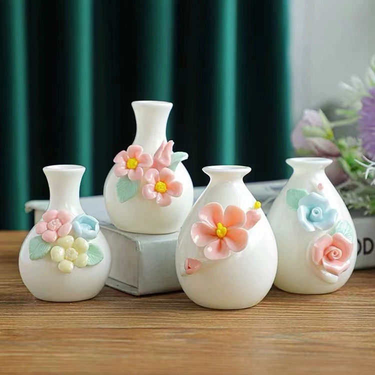 Handmade mini vase flower bottle flower ceramic ornaments dry flower inserting water -breed living room study frame desktop decoration